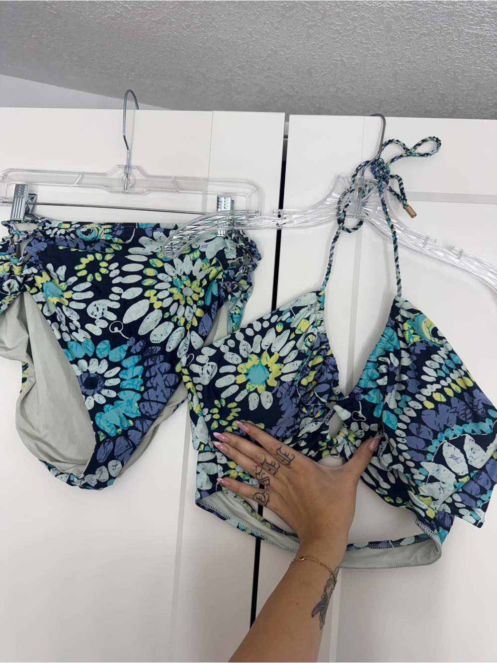Aerie Floral Navy Blue Two-Piece Bikini Set XL